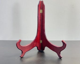 Soporte de madera grande de 30 cm para exhibir platos, caballete marrón con bisagras para bandejas, soporte plegable de madera para marcos de fotos, expositor de arte de mesa.