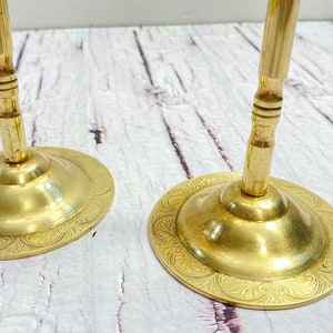 Pair Of Tall Elegant Brass Candlesticks, 2 Candle Stick Holders, Rare Centerpiece, Candelabra, Antique Style, Unique Gift, Nice Shape. zdjęcie 3