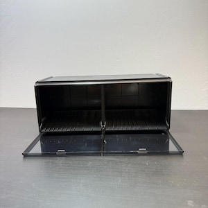 Vintage CD cabinet, CD shelf, bench, 80s, plastic CD drawer , design record shelf, black record stand, Tape Cassette Storage Box Case.