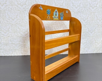 Estante rústico para especias - Estantería vintage - Estante clásico de madera para especias - Exhibidor de pared - Decoración rústica de granja - Decoración para habitación infantil