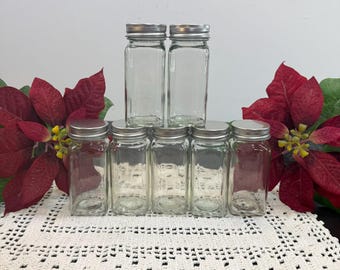 Hexagon Glass Jars with Gold Lids, Spice Storage, Set of 12