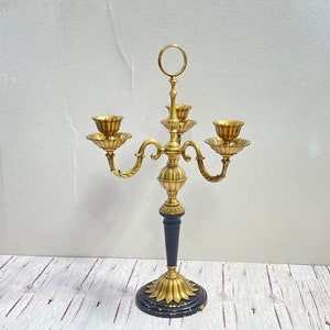 Vintage Brass Candlebra, 3 Arm Candle Holder, Mid Century Candlestick, Chandelier Candlelit Style, Antique Style, Boho Rustic Item, Gift.