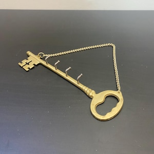 Vintage brass key shaped wall hooks key hanger or jacket rack holder rustic farmhouse decor,Wall Mounted Brass Key Holder, Four Hooks