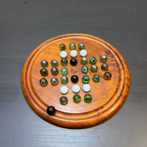 Handmade Solitaire Game, Wooden Authentic Board Game, Rosewood Board, Home Decor, handcrafted Table, Antique Style, Gift for Her/Him.