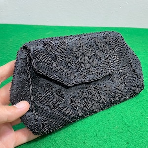 Portefeuille à fermeture éclair pour femme, sac à main noir minimaliste, mini portefeuille pour femme, portefeuille avec broderie en lin, organiseur de cartes de France, style ancien, cadeau pour fille