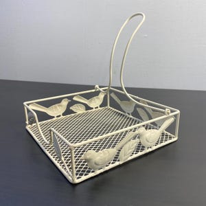 Metall Serviettenhalter mit Blättern und Vögeln, Beschwerter Arm, Elegante Stabile Einweg Papierhandtuch Ablage Caddy, Mid Century Design.