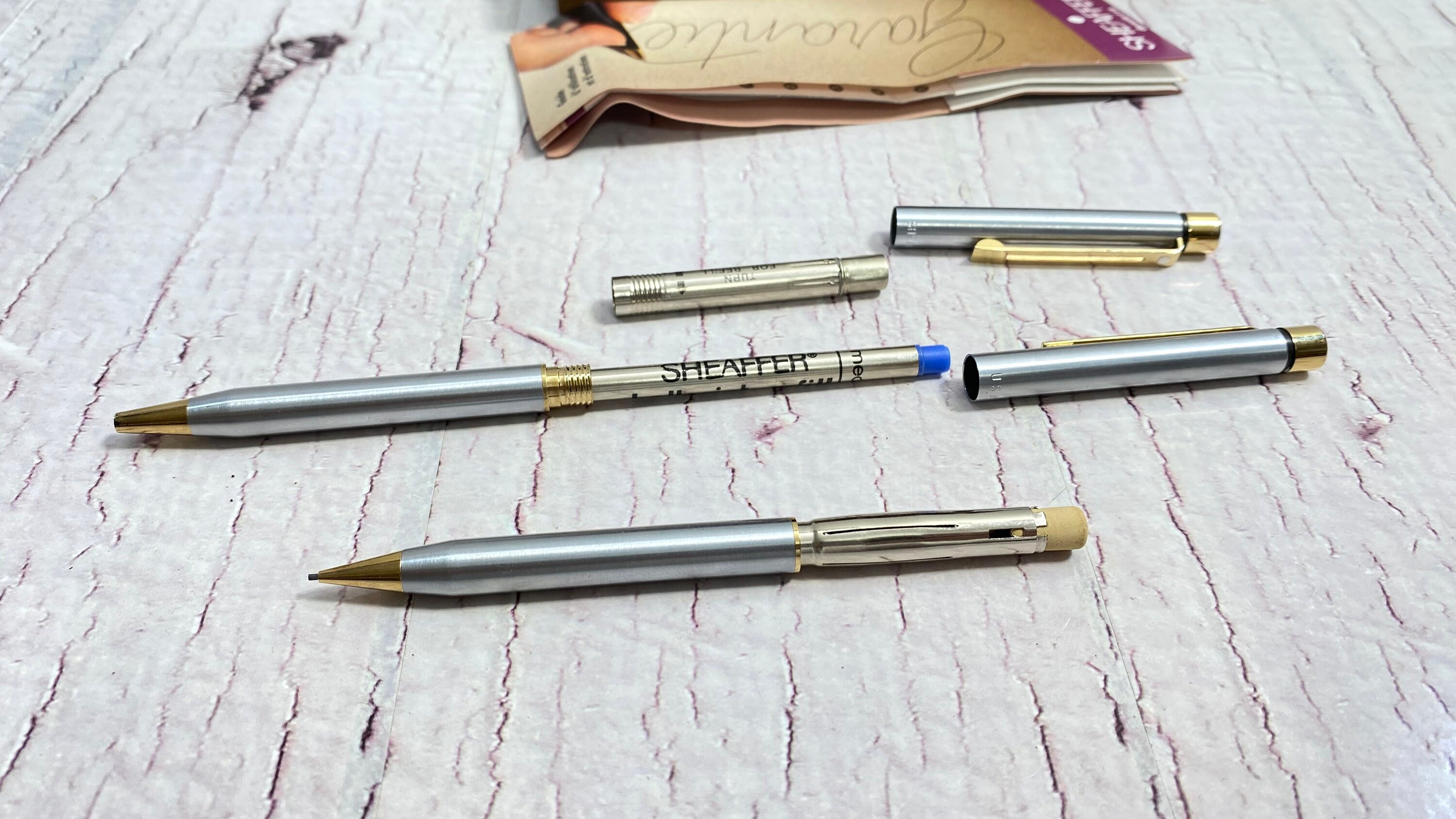 ヴィンテージ SHEAFFER ボールペン＆鉛筆セット、メタルペン、アメリカ
