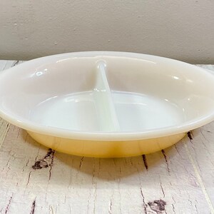 Fire King, Peach Luster, Divided Serving Dish Oval Casserole Dish, Anchor Hocking, Reverse Backward Logo, Country Kitchen, Lusterware.