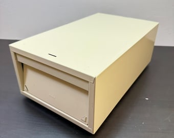 Cajón para fichas de índice vintage, organizador de archivos de metal Oxford color beige, caja de archivos industrial
