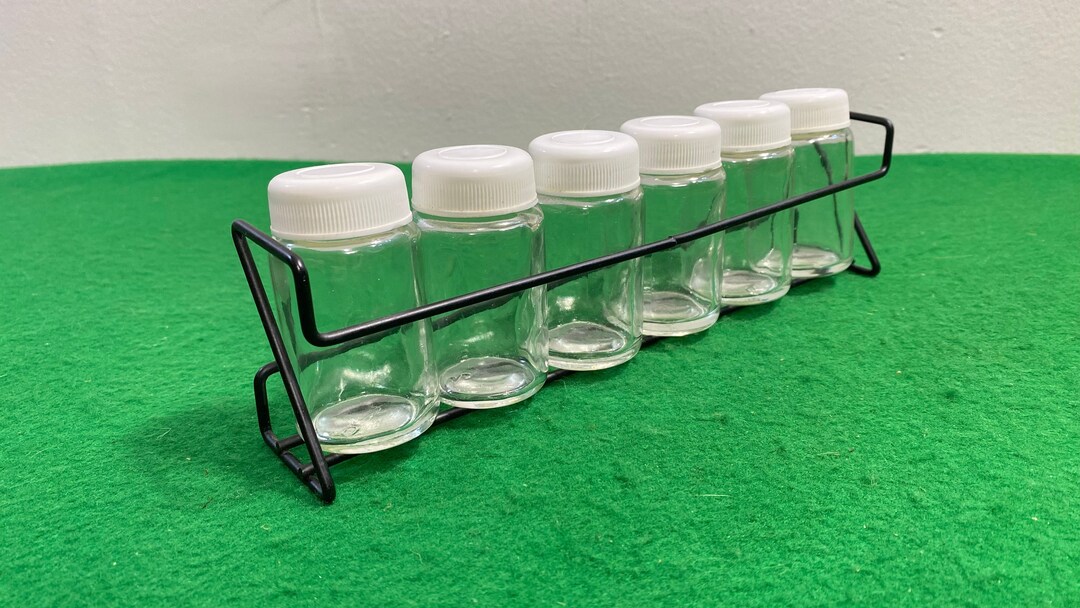 Metal Spice Rack With 6 New Spice Glass Bottle, Modern Spice Rack