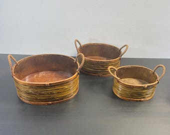 CVHOMEDECO. Cesto per uova rotondo in filo metallico Cesto per la raccolta di oggetti con manico Cesto di stoccaggio in stile country vintage. Arrugginito, 20,3 x 12,1 cm