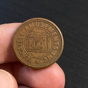Lacaille Amusements LANJEU Amusements I N C Token, Golden Color, Antique Style, Collectables, Decor,  Gift for her, Gift for him, Old Coin
