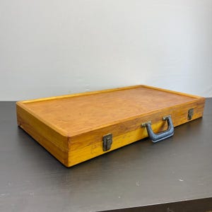 Vintage Holz Werkzeugkiste, Schmuck Organizer, Braun Andenken, Box mit Griff, Dokumente Organizer, Nähkästchen, Tresor, Holzkoffer.