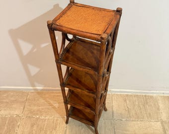 Vintage Bamboo Shelves / Wicker Flower Shelves / 1960s Mid-Century Decor / Boho