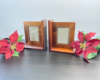 Wooden Photo Bookends, Bombay Company, Handmade Bookends, Vintage Teak Picture Frame, Heavy Books, Decorative Shelf, desktop display, Gift.