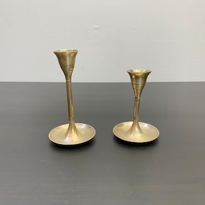 Set of 2 Brass Candlestick Holders, Golden Handmade Candelabra, Tabletop Candlestick, One Arm, New House, Handle holder, New Home Gift.