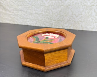 Vintage Gunther Mele Jewelry Box, 1970s Wooden Octagonal Keepsake
