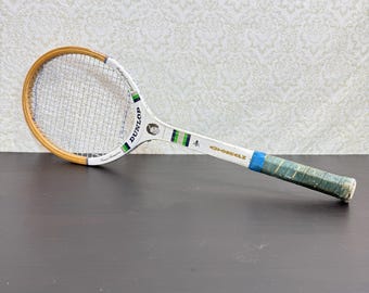 Vintage Dunlop Autograph  Wooden Tennis Racket, L 4 3/8 Grip, Evonne Goolagong 1980s Retro Sports Decor, Collectible Racquet, Classic Court.