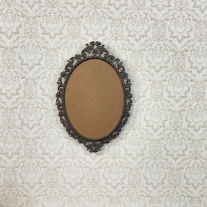 Vintage Ornate Bronze Oval Picture Frame, 16x11.75 Italian Style Wall Decor, Antique Victorian Home Decoration