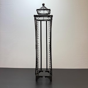 Vintage Wicker And Metal Cd Storage Stand Rack Holds 28 CDs, Media Storage, Black CD Tower Rack, Video Cassette Organizer, DVD Shelf.