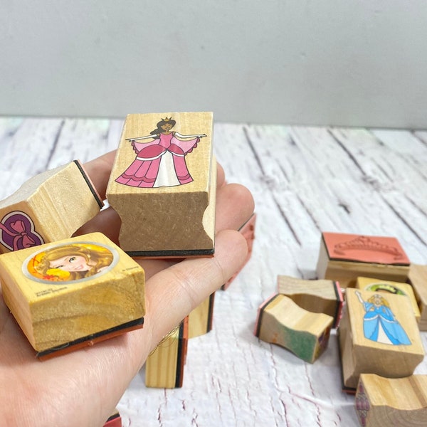 Melissa & doug wooden princess stamp 22 pcs wooden rubber stamps animals ,princess patterns stamps for diy craft card scrapbooking supplies