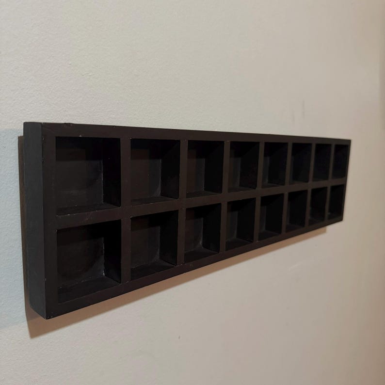 Display Cubbie Wall Mounted Wooden Shelf, Wooden Display Cubby, 16 Sections, Curio ...