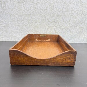 Vintage Wooden Desktop Paper Tray, Office Supplies, Hardwood File Organizer, Stackable Desk Tray, Dovetail Corners Hedges, Paper Storage.