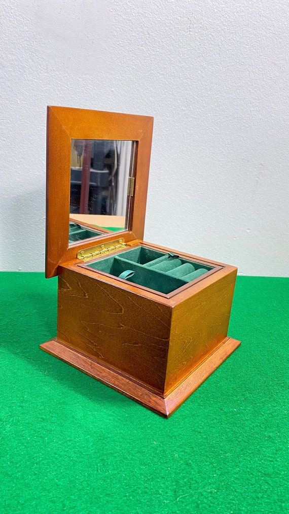 Handmade Wooden Jewelry Box, Velvet and Mirror, T… - image 9