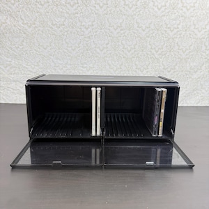 Boîte de rangement vintage en plastique pour cassettes audio des années 1980, CD Bank