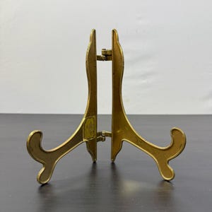 Présentoir de 7 pouces sur chevalet de table en laiton, support pour photo décoratif, couleur dorée, support pour photo vintage, assiettes sécurisées, cadeau décoratif.
