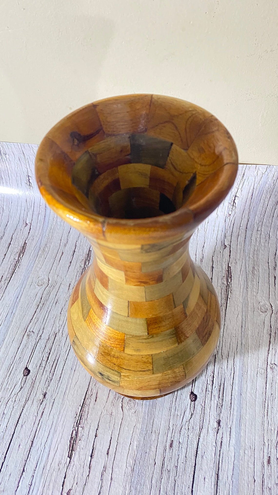 Vase Walnut de madera hecho a mano y arce de 12 pulgadas de Etsy