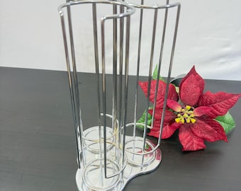 Tall Silver Metal cup holder, Spinning Metal Coffee Pod Display, Rotating Holder Silver Holder, Coffee Pod Holder, Kitchen Storage.