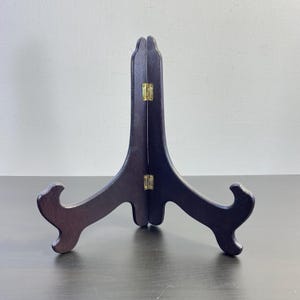 Large Wooden Plate Stand 12&quot;, Brown Hinged Trays Stand, Display Easel, Folding Stand Display, Table Top Photo Holder, Book Rack/Shelf.