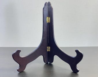 Soporte para platos de madera marrón, caballete plegable con bisagras de 30 cm (12").