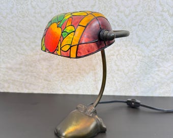 Vintage-Obstbankerlampe, Lampe im Buntglas-Stil, Jugendstil-Schreibtisch-/Tischlampe