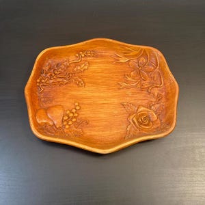 Tray Embossed with Flowers Leaves & Fruit ~ Hard Resin ~ Multi Prod Inc 1959 ~ Four Seasons ~Serving Tray ~ Mid Century ~ Vintage