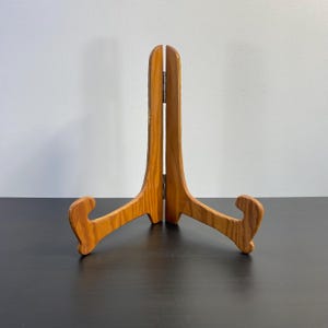 Large Wooden Plate Stand 15 x 9&quot;, Brown Hinged Trays Stand, Display Easel, Folding Stand Display, Table Top Photo Holder, Book Rack/Shelf.