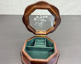 Vintage Gunther Mele Jewelry Box, 1970s Wooden Octagonal Keepsake