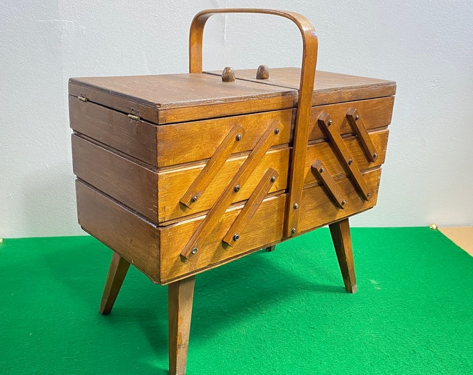 Vintage Rustic Cantilever Sewing Box Retro Boho Old Desktop Etsy