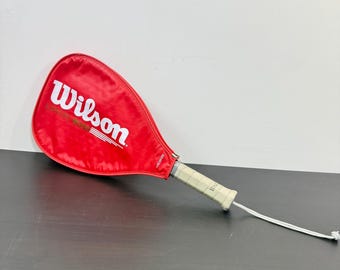Vintage Wilson Graphite Boss Tennis Racket – Red Midsize 80s Racquet with Cover