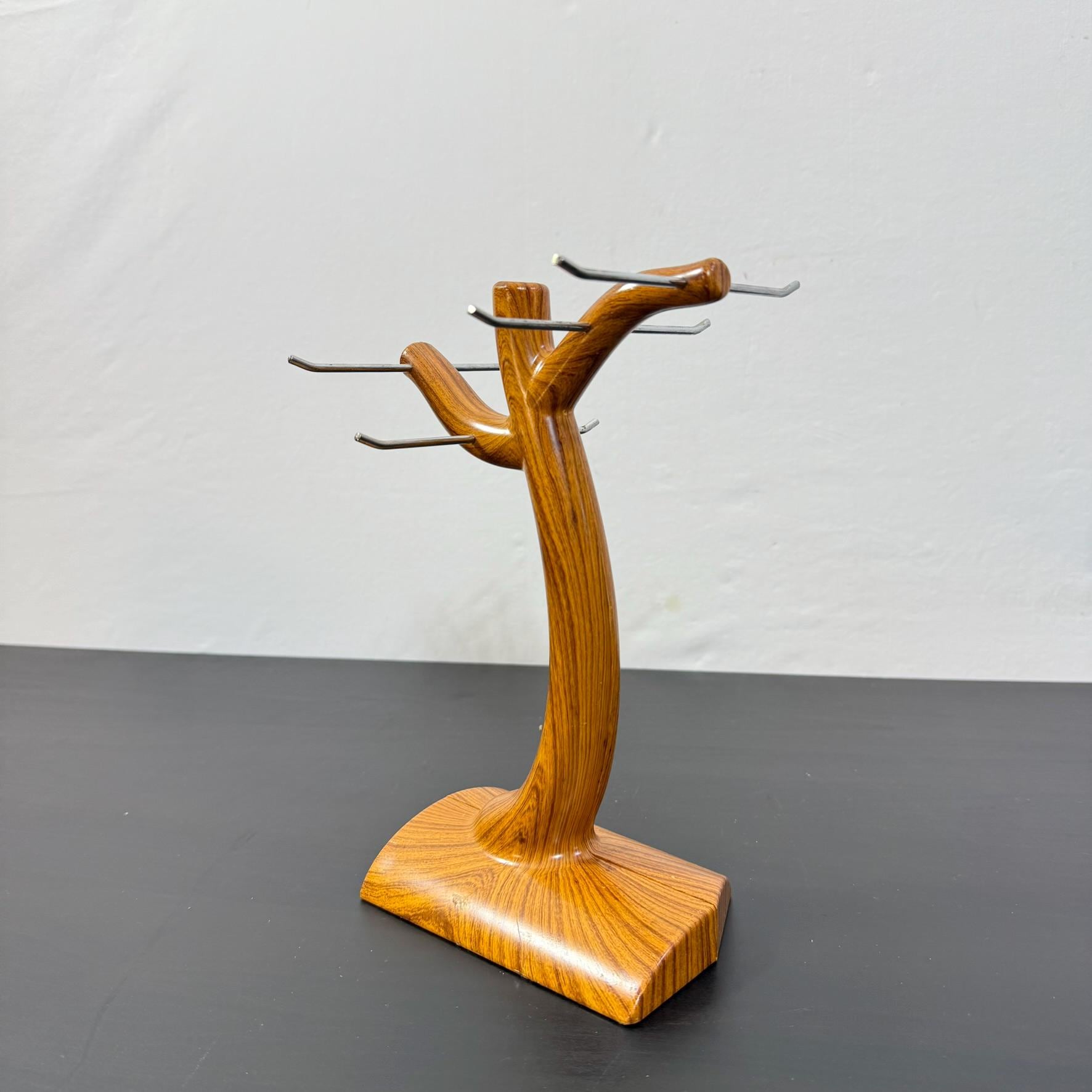 Vintage wooden mug holder, jewellery tree stand, wood for bracelets necklaces and rings, to store and display coffee mugs and teacups.