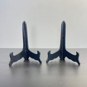 Wooden Plate Stand 9.25&quot;, Black Hinged Trays Stand, Set of 2 Display Easels, Folding Stand Display, Table Top Photo Holder, Book Rack/Shelf.