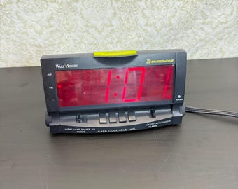 Vintage Wake Assure Alarm Clock, Big Red LED Numbers, Loud Buzzer Option, Bed shaker Plug, Cool Retro Bedroom Decor, Tested and Working.