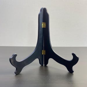 Foldable Wooden Plate Stand 9&quot;, Black Hinged Trays Stand, Display Easel, Folding Stand Display, Table Top Photo Holder, Book Rack/Shelf.