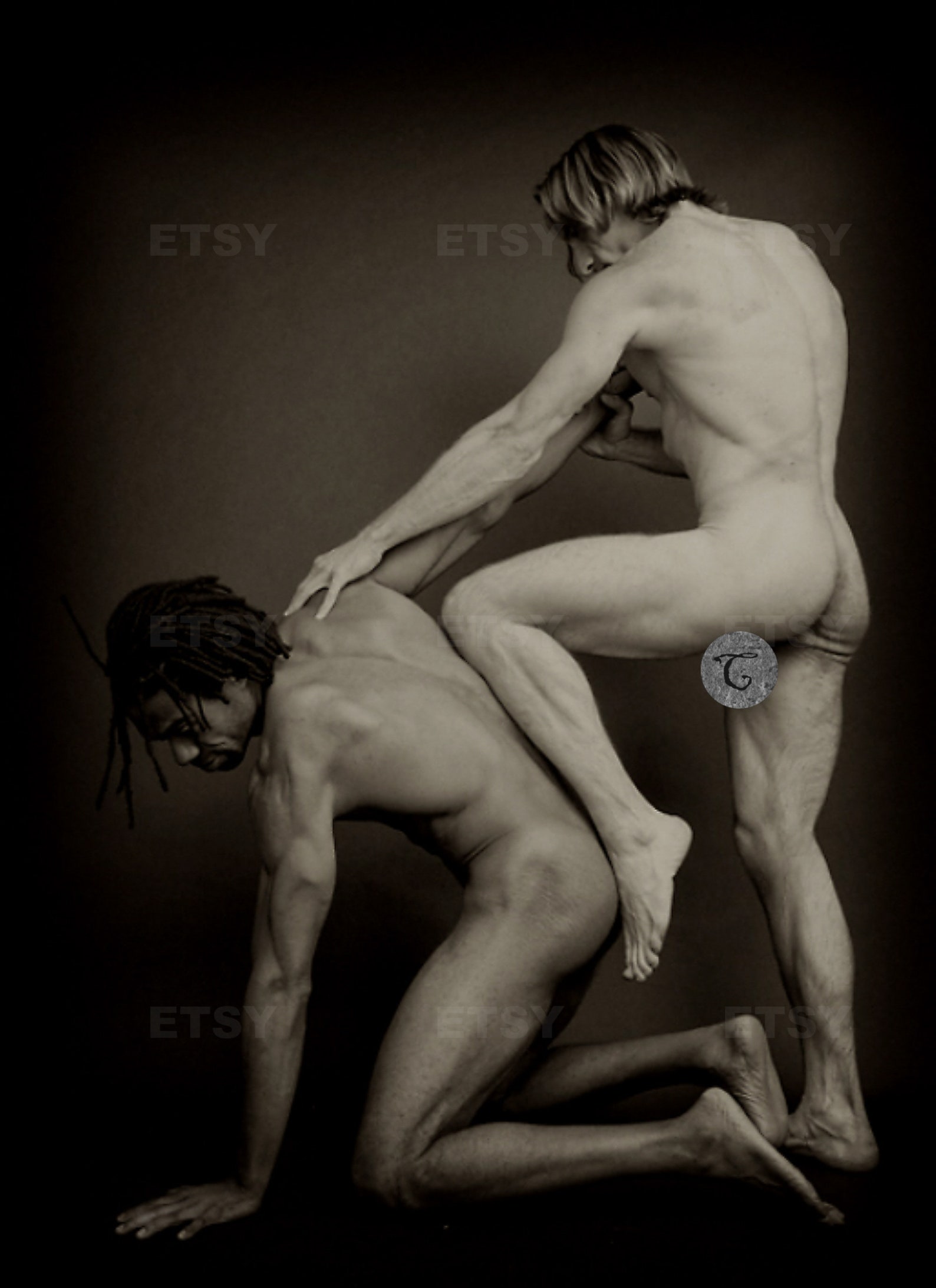 Nude Freestyle Wrestling Vintage Photo 1960s Male Nude image 0.