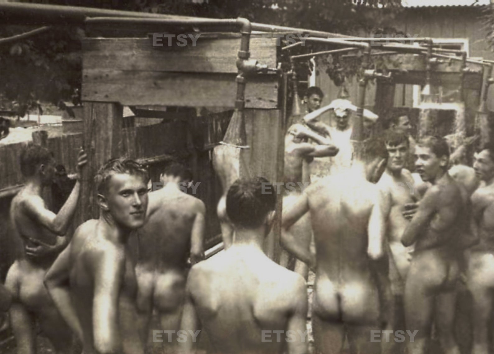 Bath Vintage Photo Male Nude Photography Photograph Print 1 - изображение 