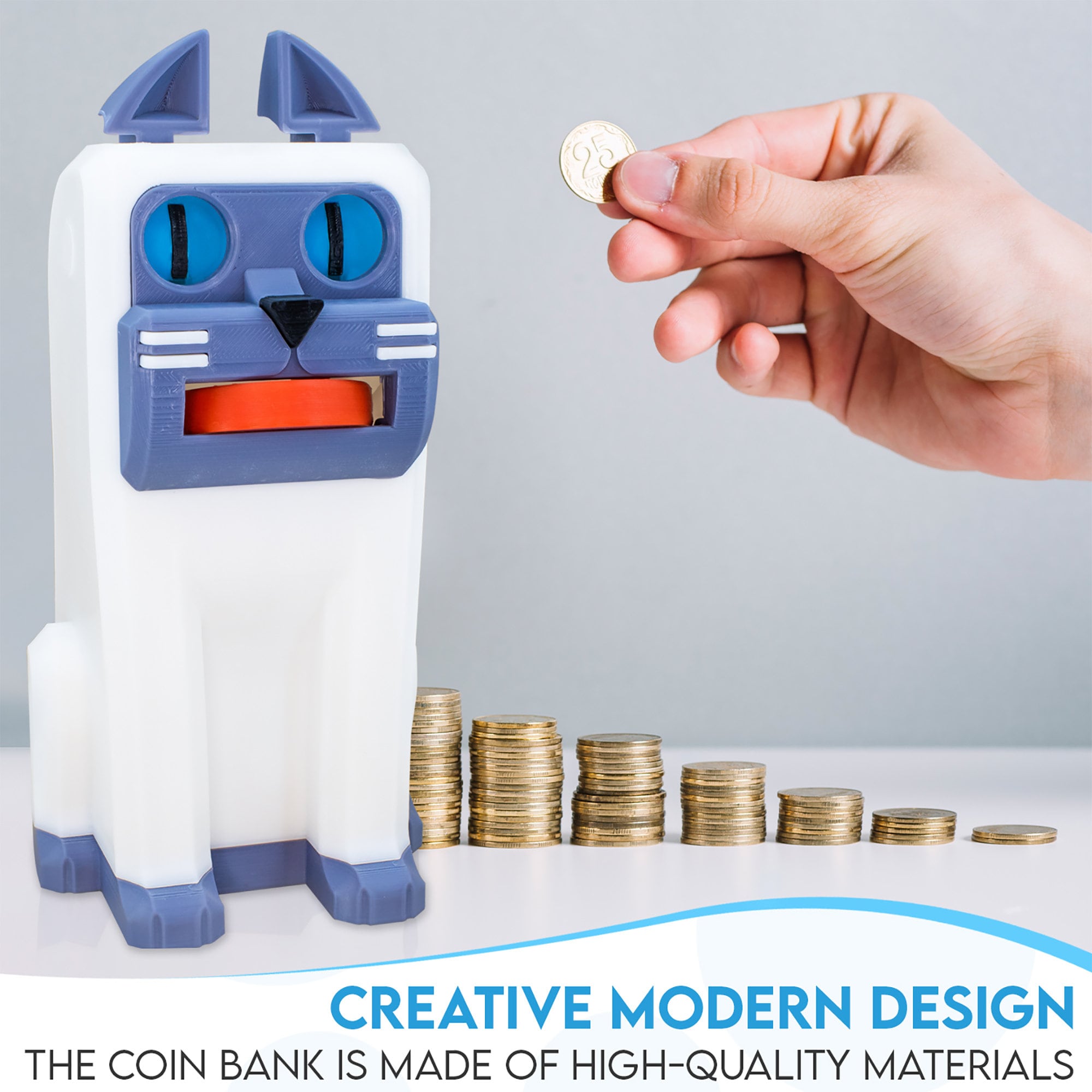 Coin Eating Cat Piggy Bank Piggy Bank Cat Coin Bank Etsy