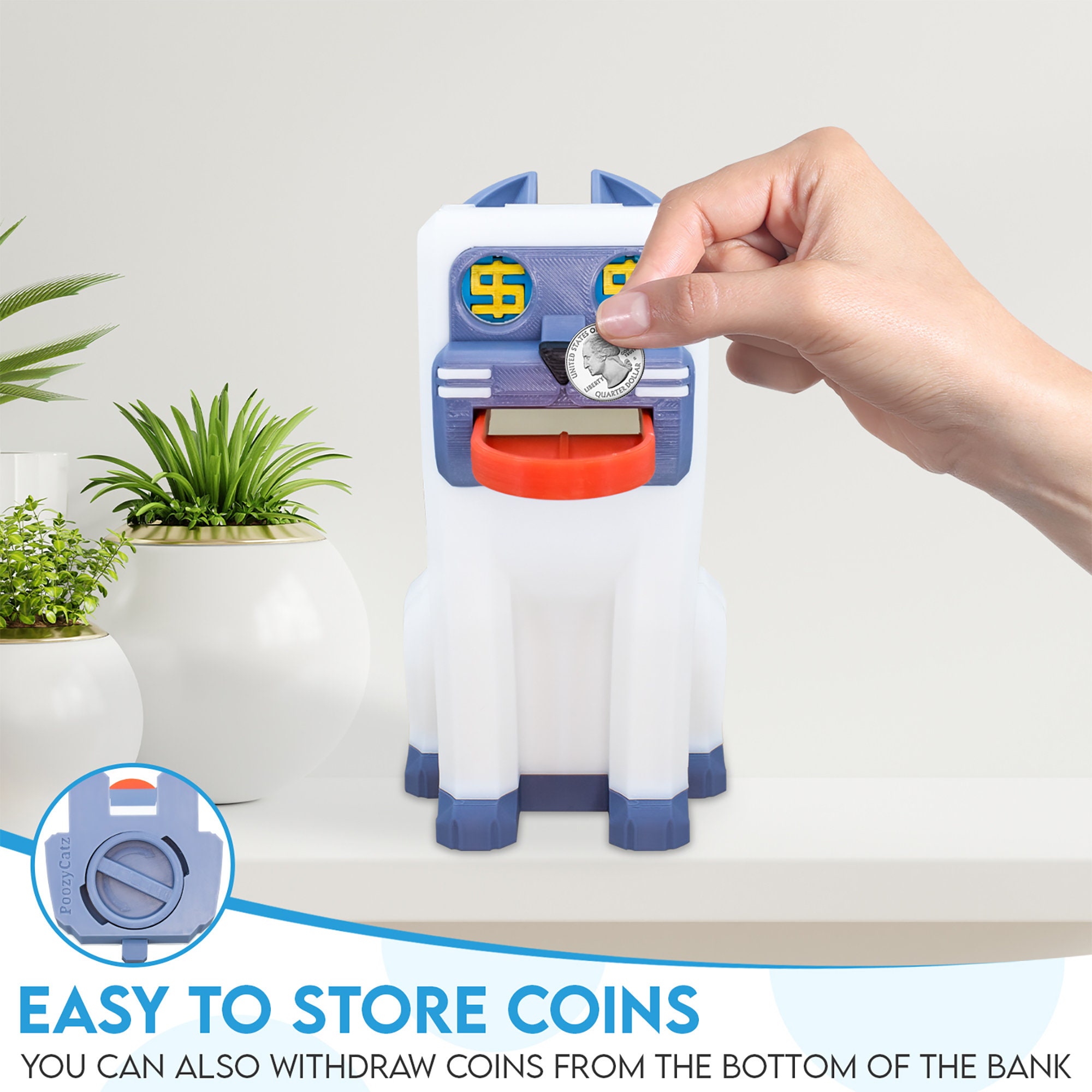 Coin Eating Cat Piggy Bank Piggy Bank Cat Coin Bank Etsy