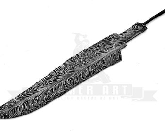 Feder Damast Stahl Hand geschmiedet Benutzerdefinierte handgefertigte Blank Klinge Bowie-Messer für Messer machen Lieferungen - (HAB - 01)
