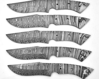 Lot von 5 kundenspezifische handgemachte Damast-Stahl-Rohling-Klingen-Messerherstellung, handgeschmiedete Damast-Stahl-Rohling-Klingen für Messer machen Lieferungen 5-01